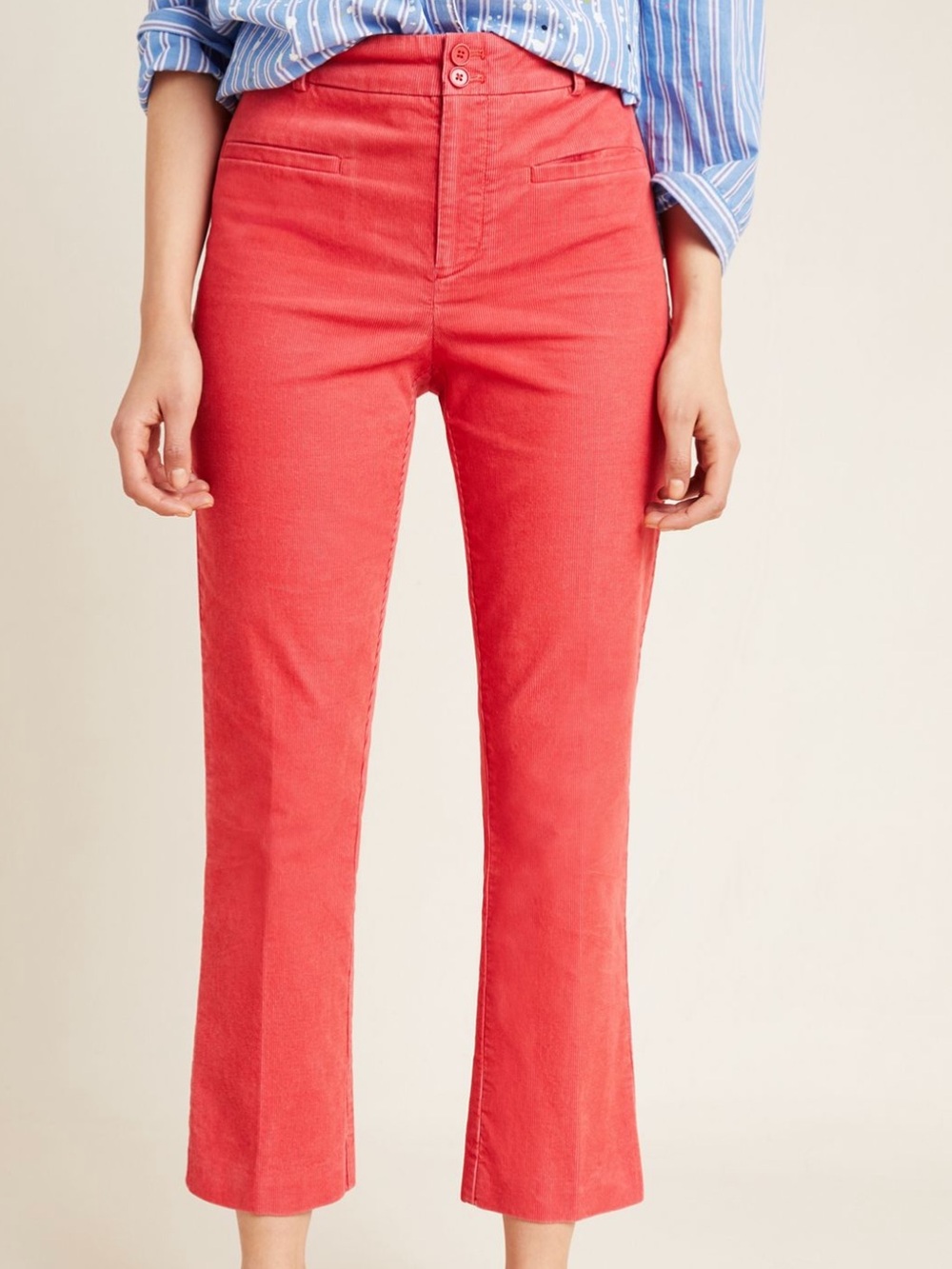 Anthropologie Essential Cropped Kick Flare Pants Coral Red Size 4
